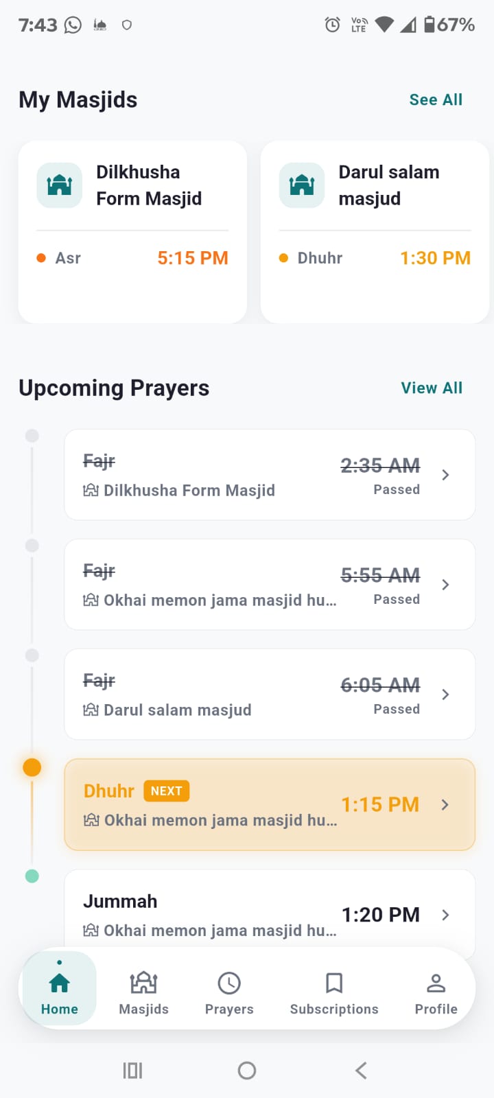 Upcoming Prayers