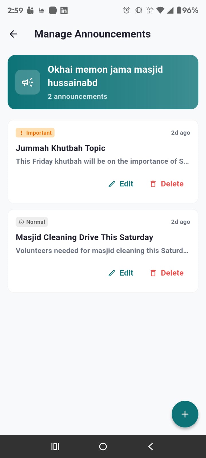 Manage Announcements